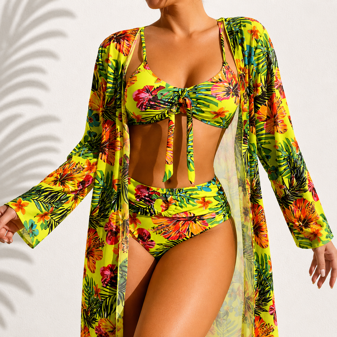 Lærke™ | Elegant 3-delt Bikinisæt med Kimono