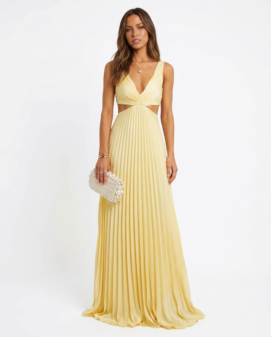 Elsa™ | Elegant Plissé Maxikjole