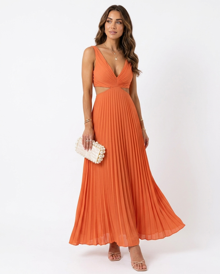 Elsa™ | Elegant Plissé Maxikjole