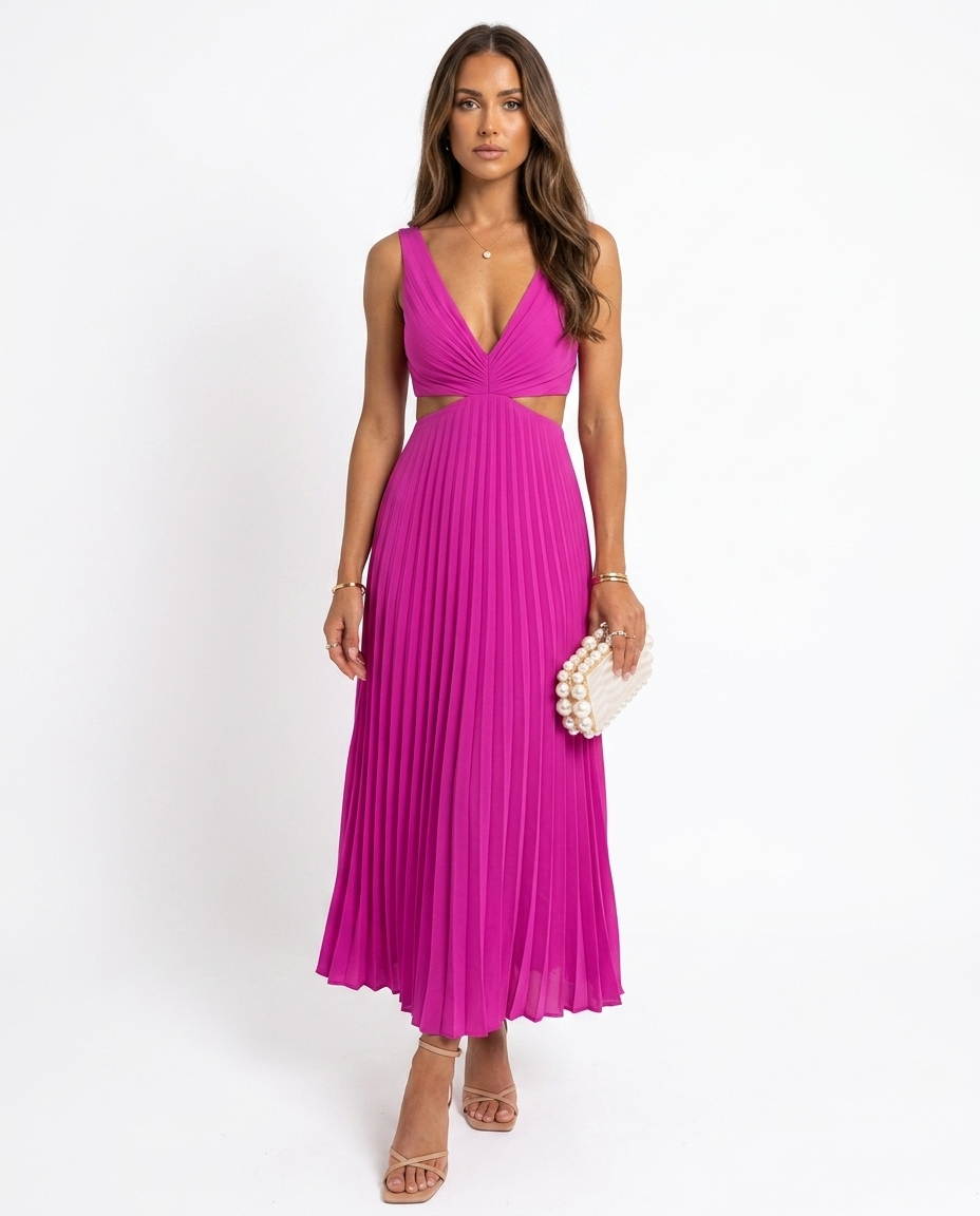 Elsa™ | Elegant Plissé Maxikjole