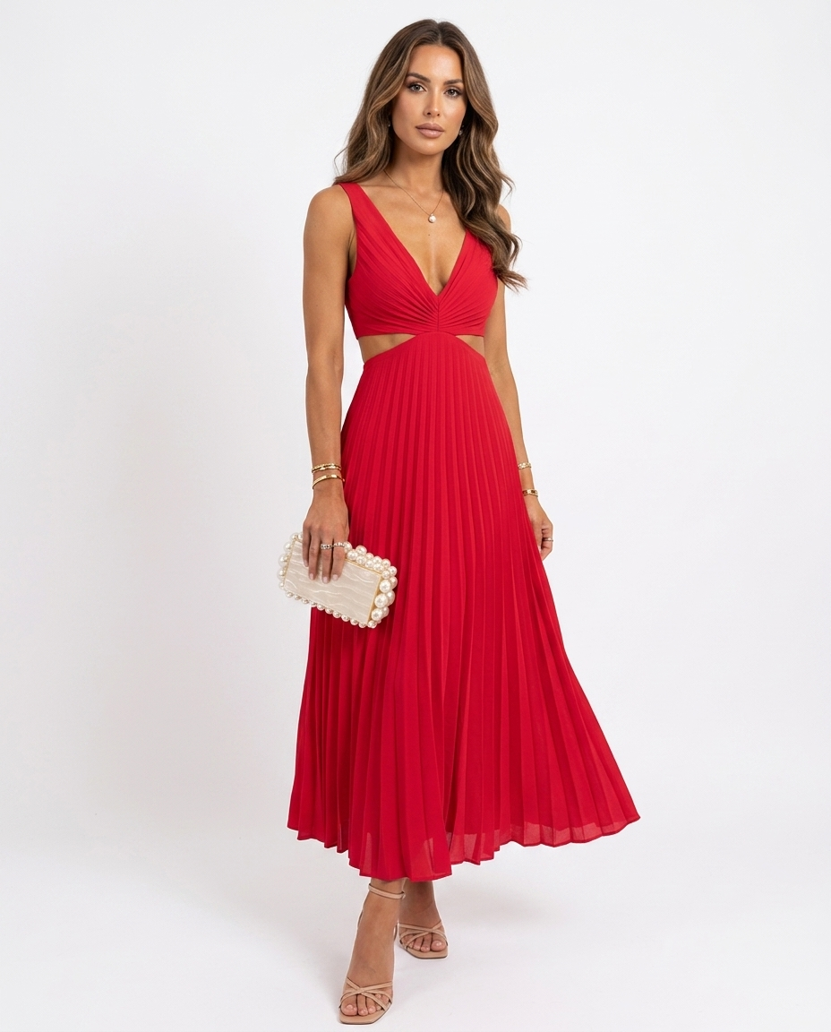 Elsa™ | Elegant Plissé Maxikjole